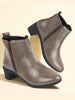 Women Grey Mid Top Flared Heel Side Zipper Winter Classic Boots