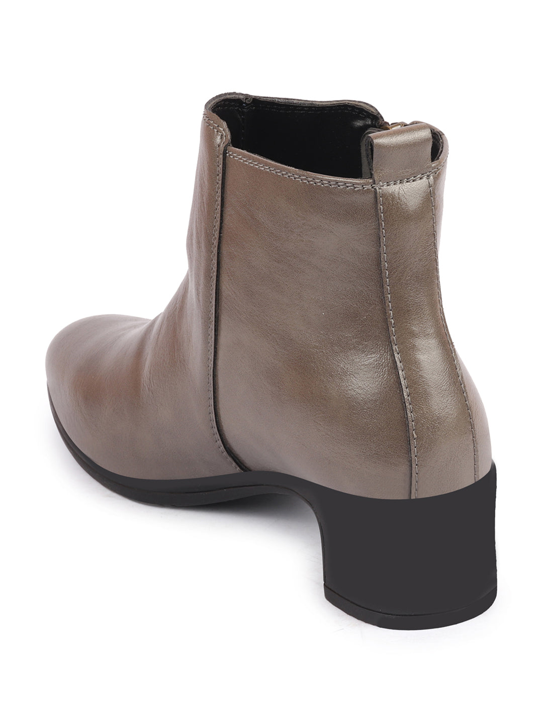 Shop Women Grey Mid Top Flared Heel Side Zipper Winter Classic Boots Online.