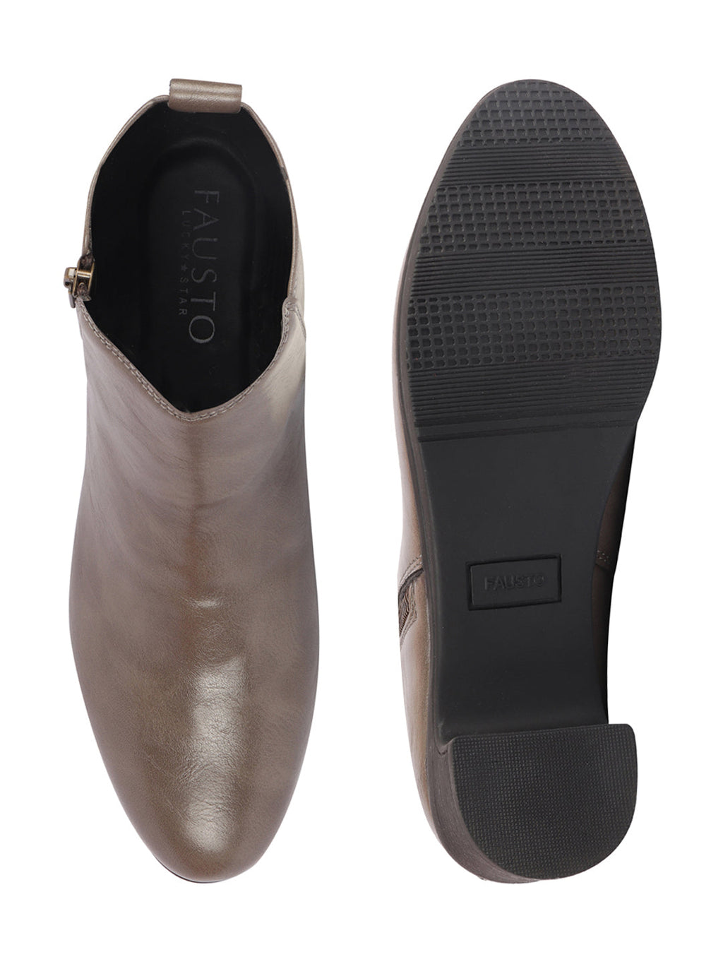 Shop Women Grey Mid Top Flared Heel Side Zipper Winter Classic Boots Online.