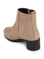 Shop Women Cheeku Flared Heel Mid Top Suede Leather Zipper Closure Winter Chelsea Boots Online.