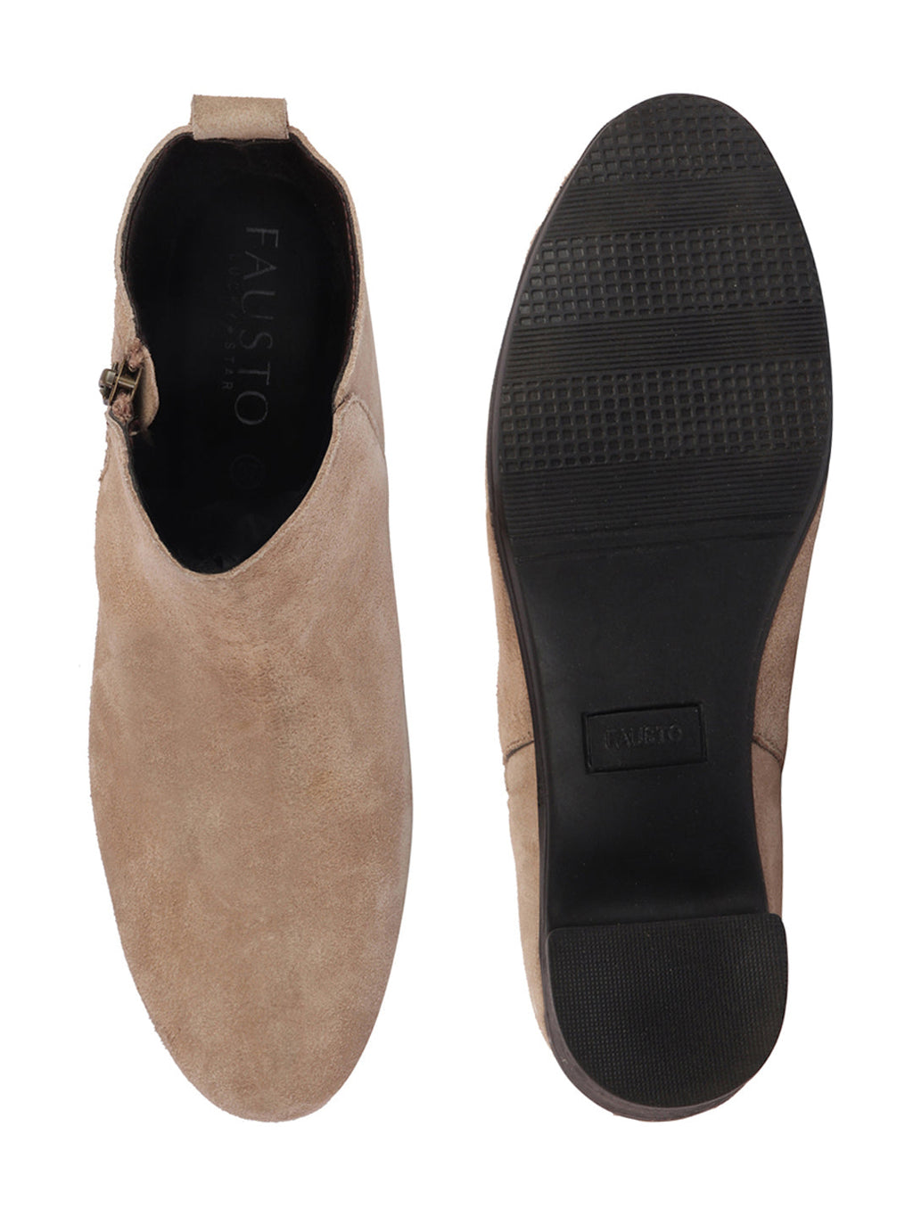 Shop Women Cheeku Flared Heel Mid Top Suede Leather Zipper Closure Winter Chelsea Boots Online.