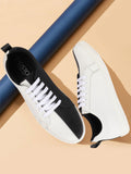 Men White/Black Lace Up Colorblocked Sneakers