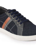 Men Navy Blue Lace Up Trendy Sneakers