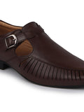 Men Formal Brown Leather Shoe Style Buckle Sandals