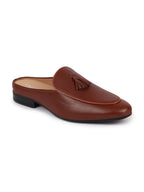 Shop Men Tan Back Open Tassle Leather Slip On Shoes Online.
