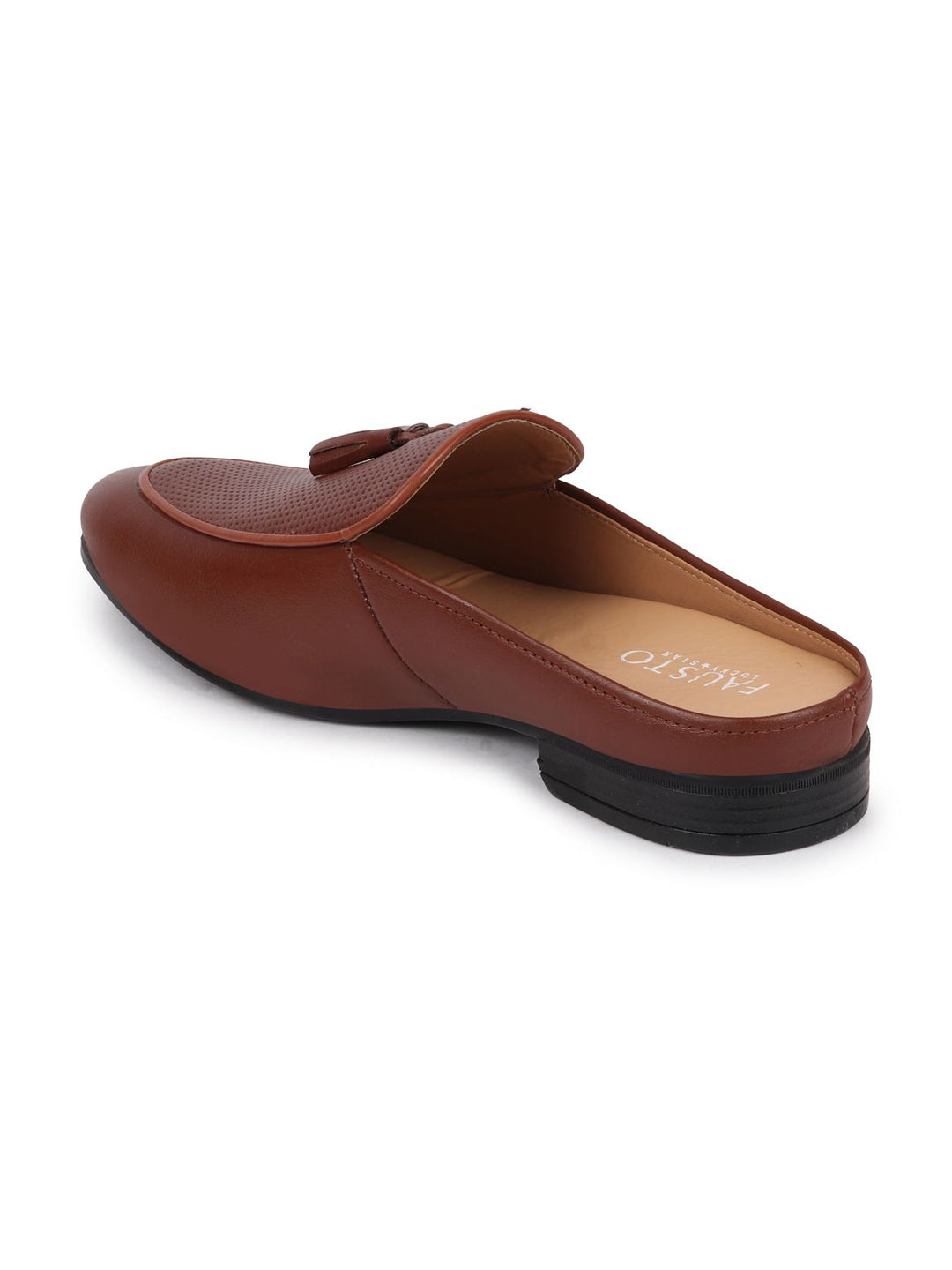 Shop Men Tan Back Open Tassle Leather Slip On Shoes Online.