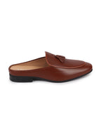 Shop Men Tan Back Open Tassle Leather Slip On Shoes Online.
