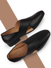 Men Formal Black Peshawari Front Open Leather Slip On Shoes
