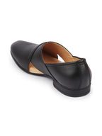 men formal black peshawari front open leather slip on shoes