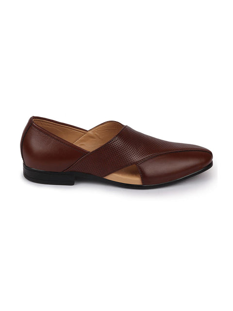Shop Men Formal Tan Peshawari Front Open Leather Slip On Shoes Online.