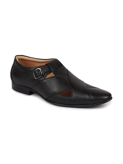 shop men black peshawari leather sandals online.