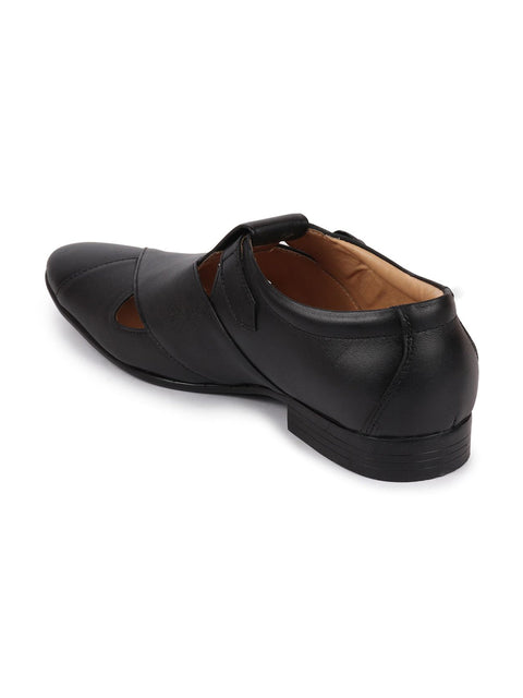 shop men black peshawari leather sandals online.