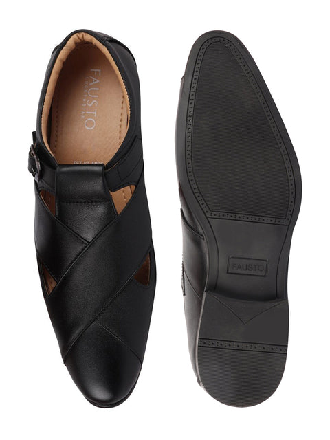 shop men black peshawari leather sandals online.