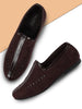 Men Ethnic Brown Designer Party Wear Velvet Loafers