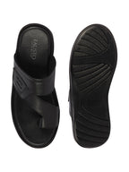 Shop Men Black Daily Indoor Outdoor Multi Strap Slip On Toe Ring Slipper Online.