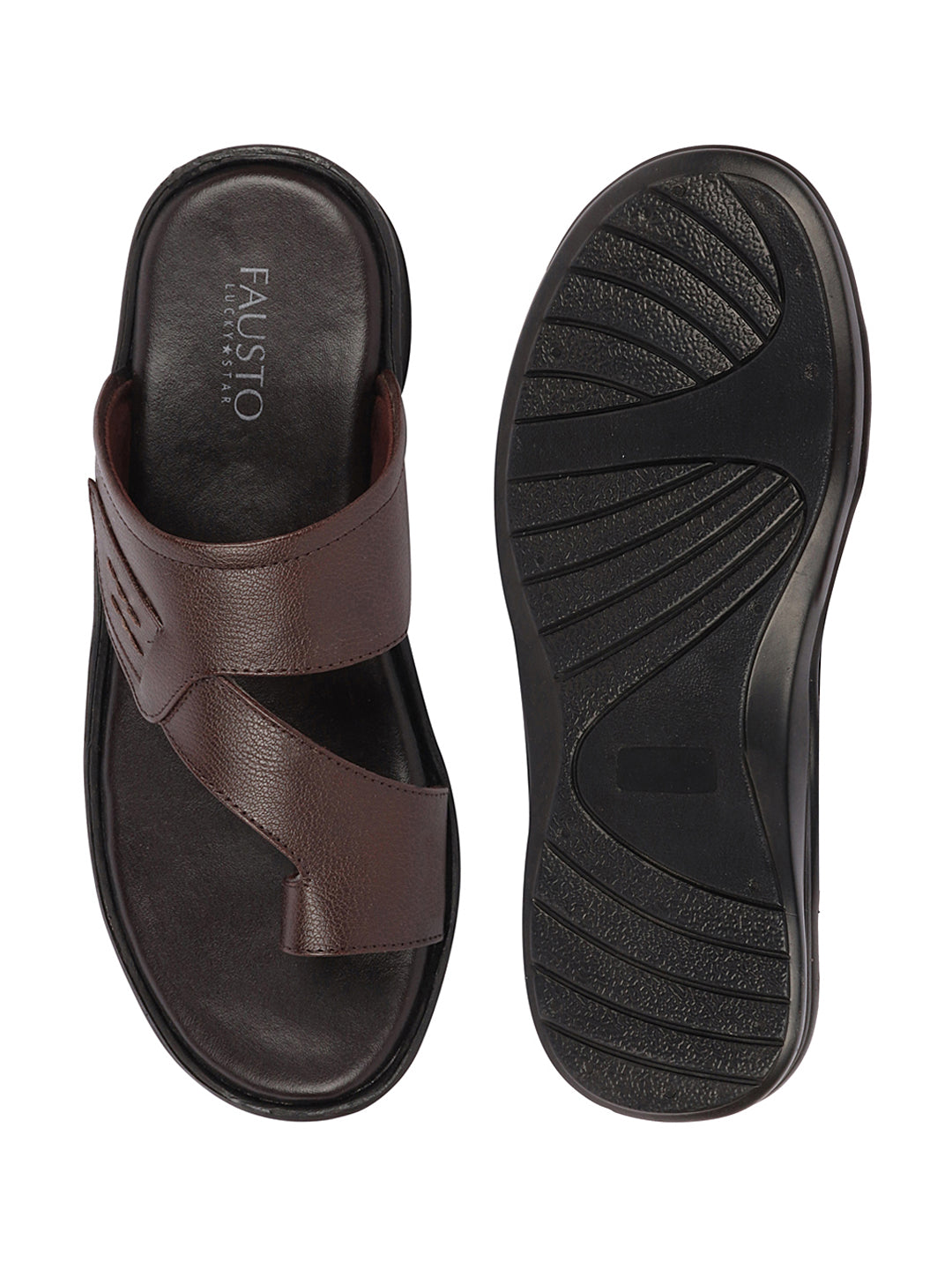Shop Men Brown Daily Indoor Outdoor Multi Strap Slip On Toe Ring Slipper Online.
