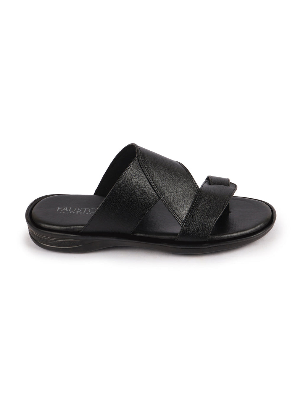 Shop Men Black Daily Indoor Outdoor Multi Strap Toe Ring Slip On Slipper Online.