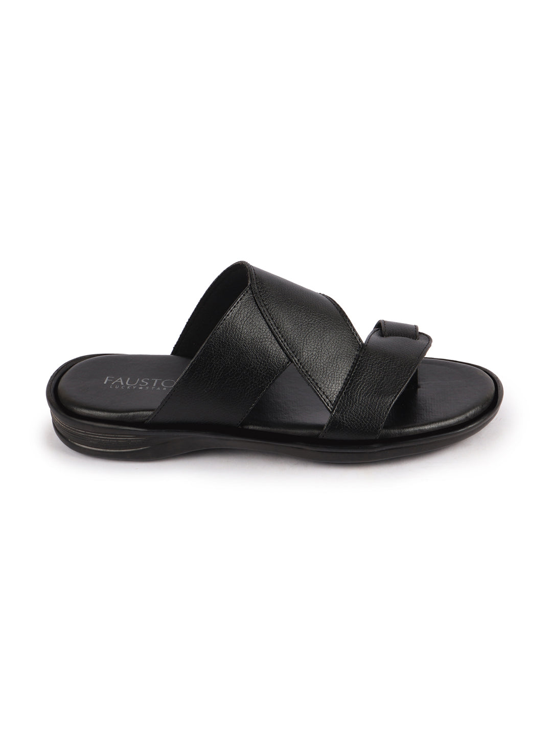 Shop Men Black Daily Indoor Outdoor Multi Strap Toe Ring Slip On Slipper Online.