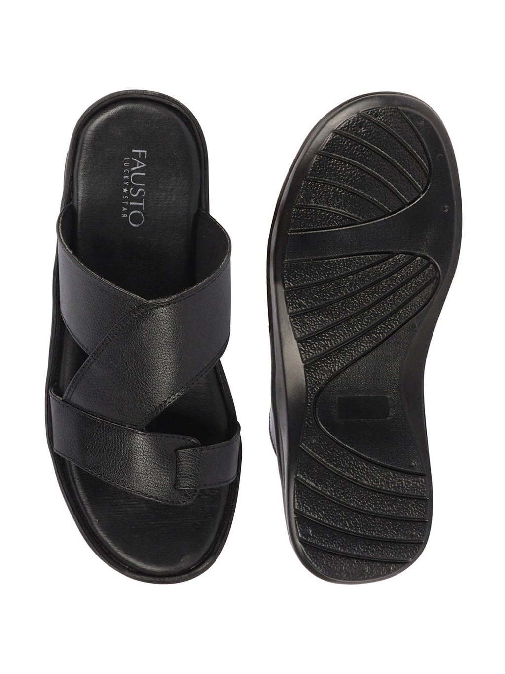Shop Men Black Daily Indoor Outdoor Multi Strap Toe Ring Slip On Slipper Online.