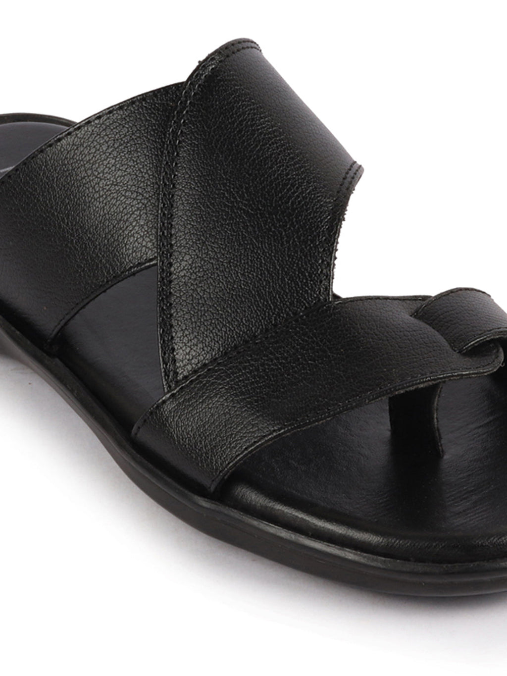 Shop Men Black Daily Indoor Outdoor Multi Strap Toe Ring Slip On Slipper Online.