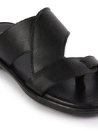 Shop Men Black Daily Indoor Outdoor Multi Strap Toe Ring Slip On Slipper Online.