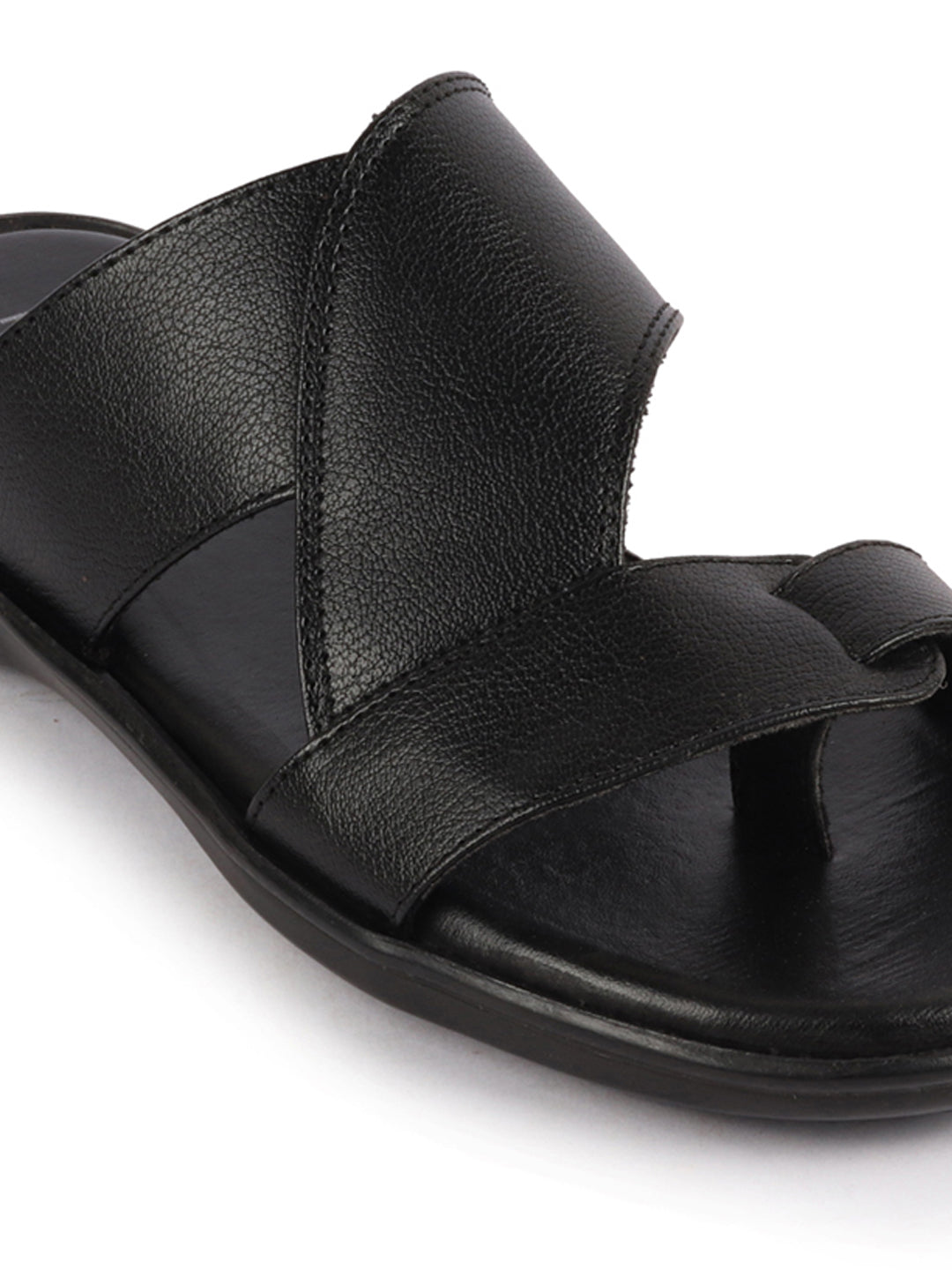 Shop Men Black Daily Indoor Outdoor Multi Strap Toe Ring Slip On Slipper Online.
