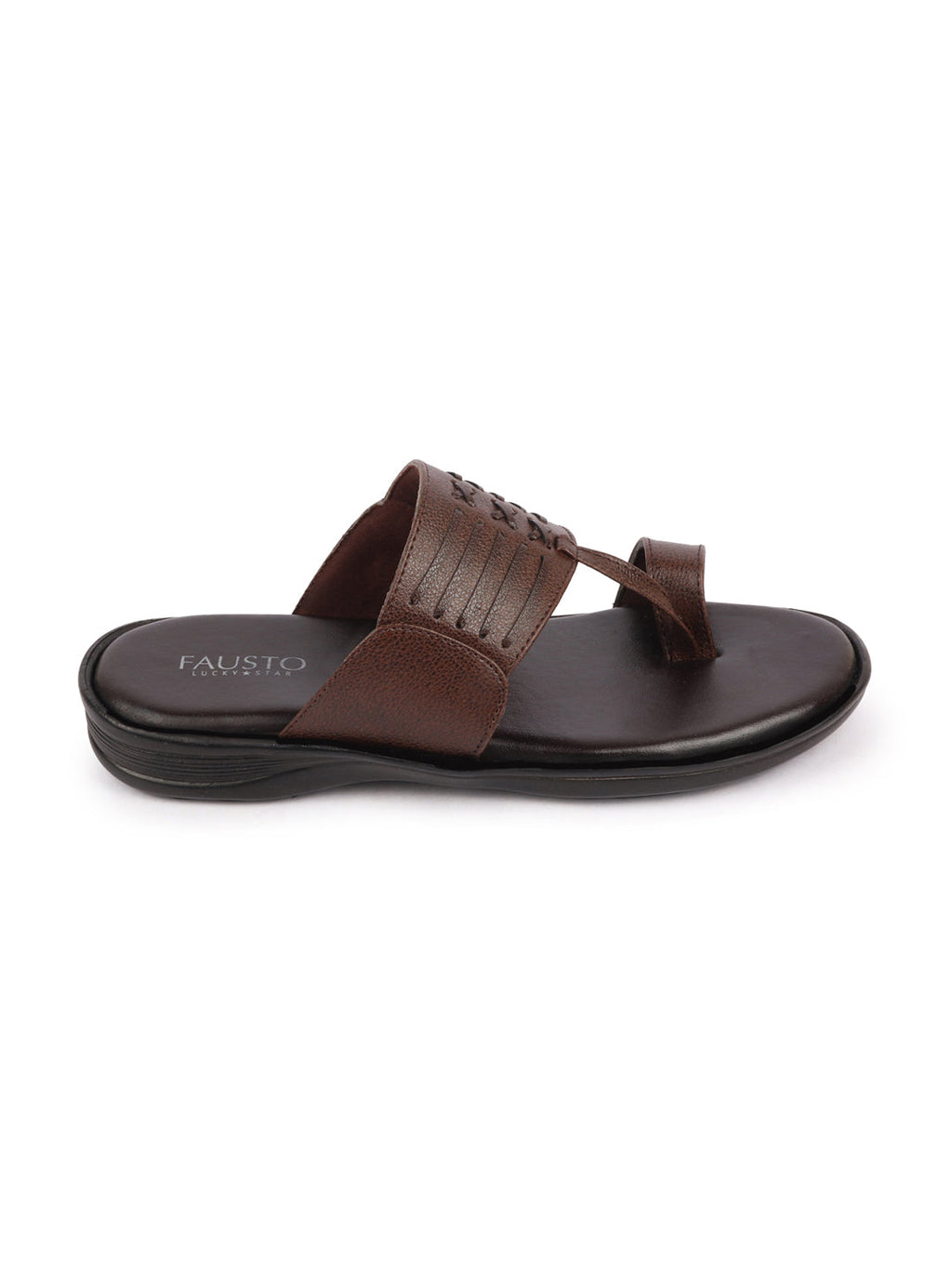 Shop Men Brown Daily Indoor Outdoor Comfort Stitched Design Kolhapuri Toe Ring Slip On Slipper Online.