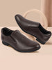 Men Brown Formal Office Textured Design Side Stitched Genuine Leather Slip On Shoes