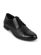 Shop Men Black Formal Office Textured Design Cap Toe Genuine Leather Lace Up Shoes Online.