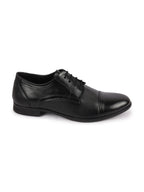 Shop Men Black Formal Office Textured Design Cap Toe Genuine Leather Lace Up Shoes Online.