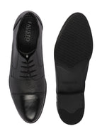 Shop Men Black Formal Office Textured Design Cap Toe Genuine Leather Lace Up Shoes Online.