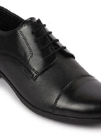 Shop Men Black Formal Office Textured Design Cap Toe Genuine Leather Lace Up Shoes Online.