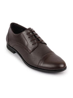 Shop Men Brown Formal Office Textured Design Cap Toe Genuine Leather Lace Up Shoes Online.