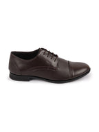 Shop Men Brown Formal Office Textured Design Cap Toe Genuine Leather Lace Up Shoes Online.