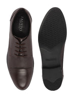 Shop Men Brown Formal Office Textured Design Cap Toe Genuine Leather Lace Up Shoes Online.