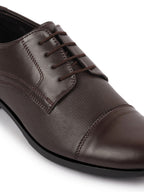 Shop Men Brown Formal Office Textured Design Cap Toe Genuine Leather Lace Up Shoes Online.