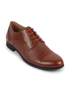 Shop Men Tan Formal Office Textured Design Cap Toe Genuine Leather Lace Up Shoes Online.