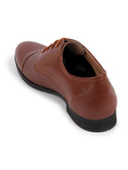 Shop Men Tan Formal Office Textured Design Cap Toe Genuine Leather Lace Up Shoes Online.