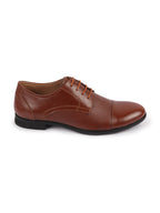 Shop Men Tan Formal Office Textured Design Cap Toe Genuine Leather Lace Up Shoes Online.