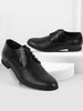 Men Black Formal Office Textured Design Stitched Genuine Leather Lace Up Shoes