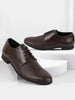 Men Brown Formal Office Textured Design Stitched Genuine Leather Lace Up Shoes