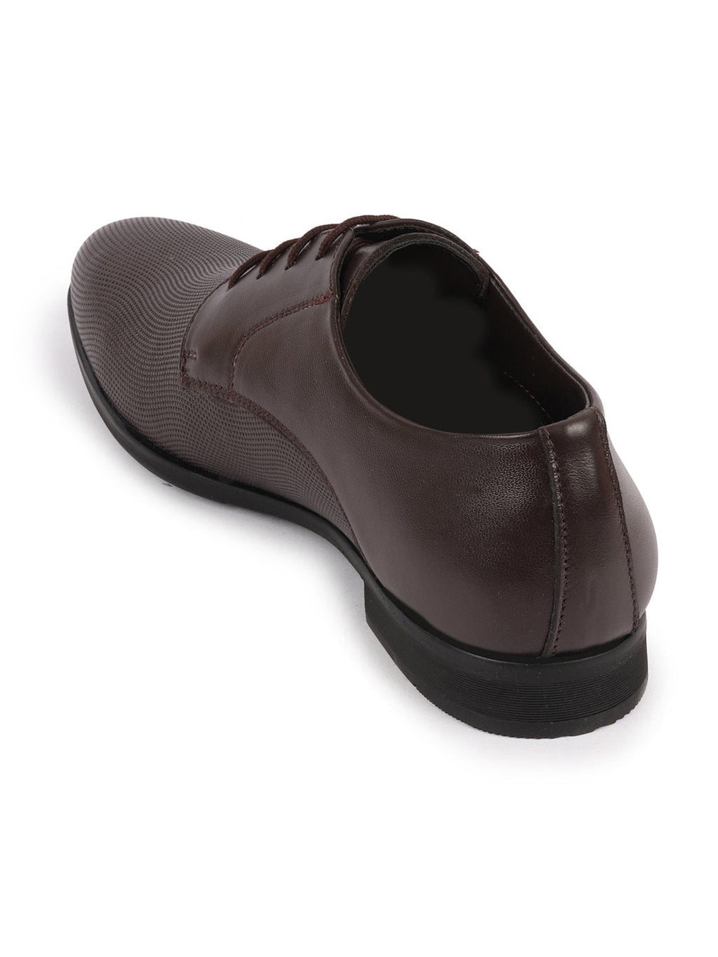 Shop Men Brown Formal Office Textured Design Stitched Genuine Leather Lace Up Shoes Online.