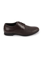 Shop Men Brown Formal Office Textured Design Stitched Genuine Leather Lace Up Shoes Online.