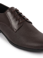Shop Men Brown Formal Office Textured Design Stitched Genuine Leather Lace Up Shoes Online.