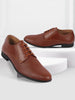 Men Tan Formal Office Textured Design Stitched Genuine Leather Lace Up Shoes