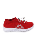 Men Red Sports Lace-Up Walking Shoes