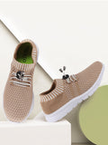 Women Beige Sports Lace-Up Outdoor Running Shoes