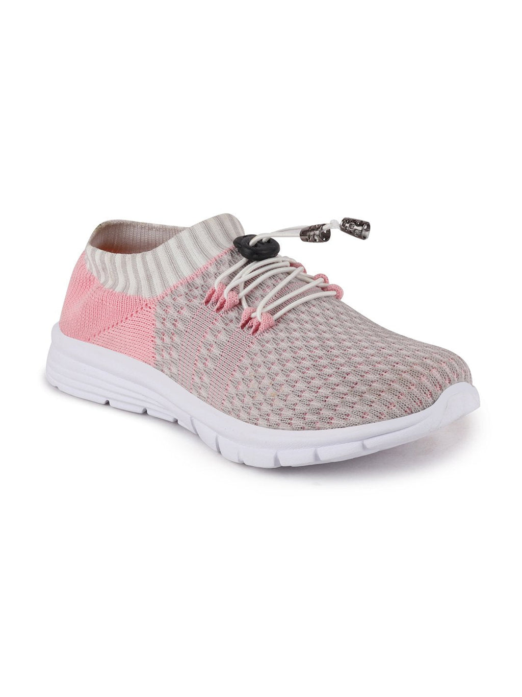 Shop Women Grey/Pink Sports Lace-Up Outdoor Running Shoes Online.