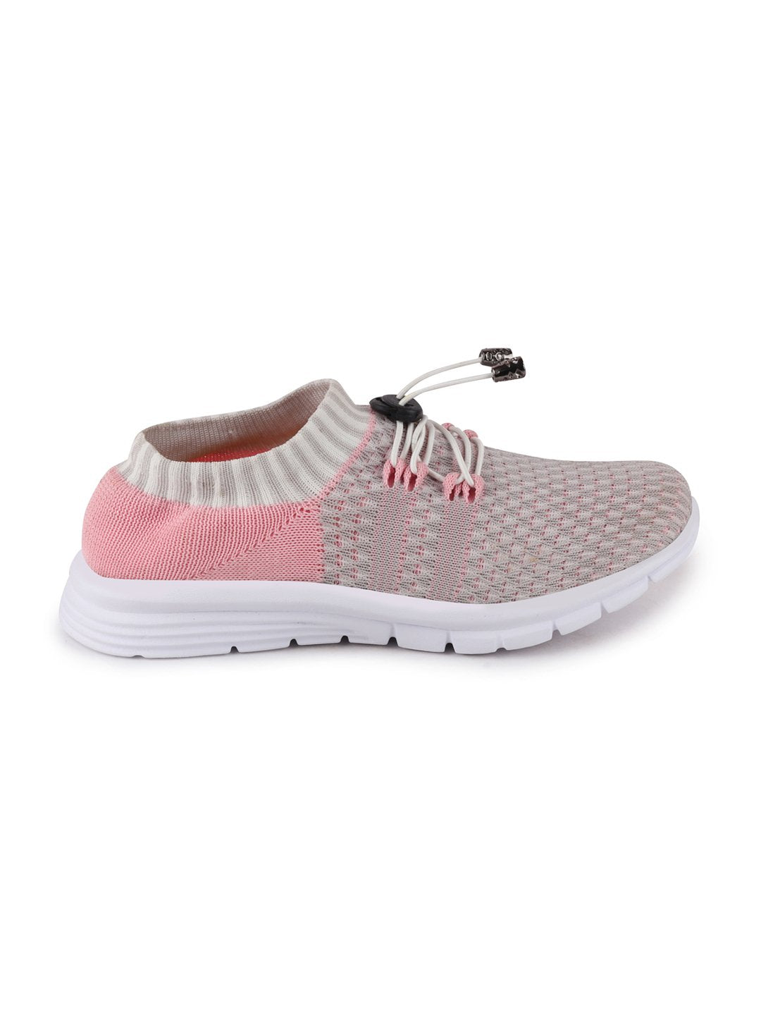 Shop Women Grey/Pink Sports Lace-Up Outdoor Running Shoes Online.