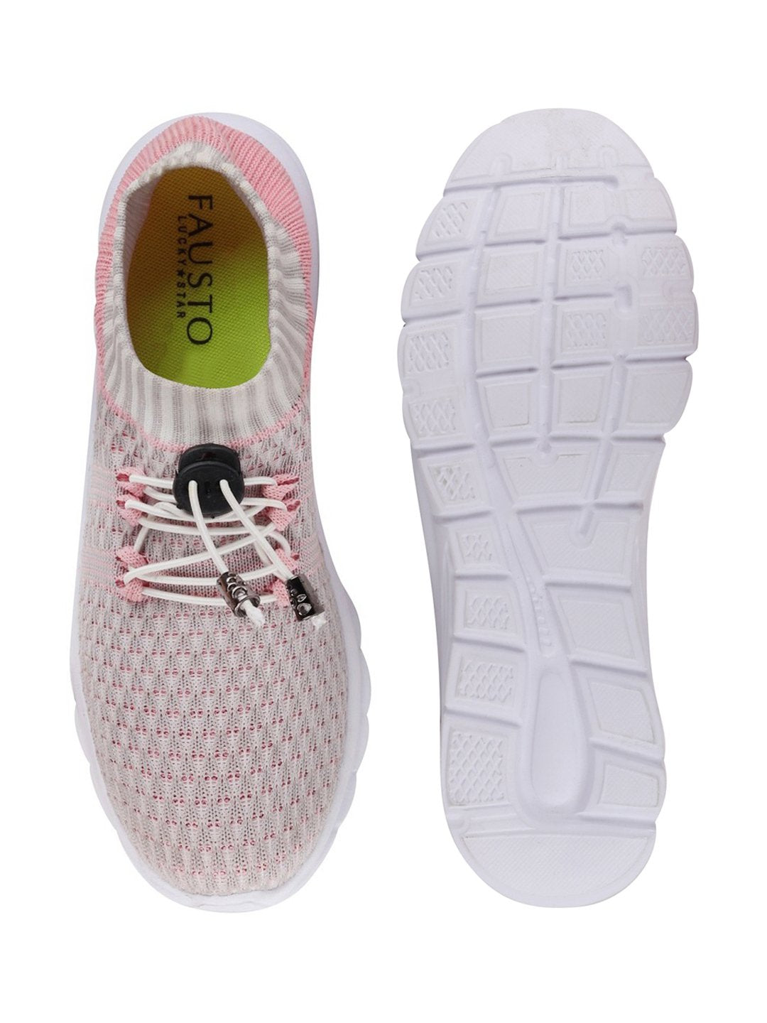 Shop Women Grey/Pink Sports Lace-Up Outdoor Running Shoes Online.